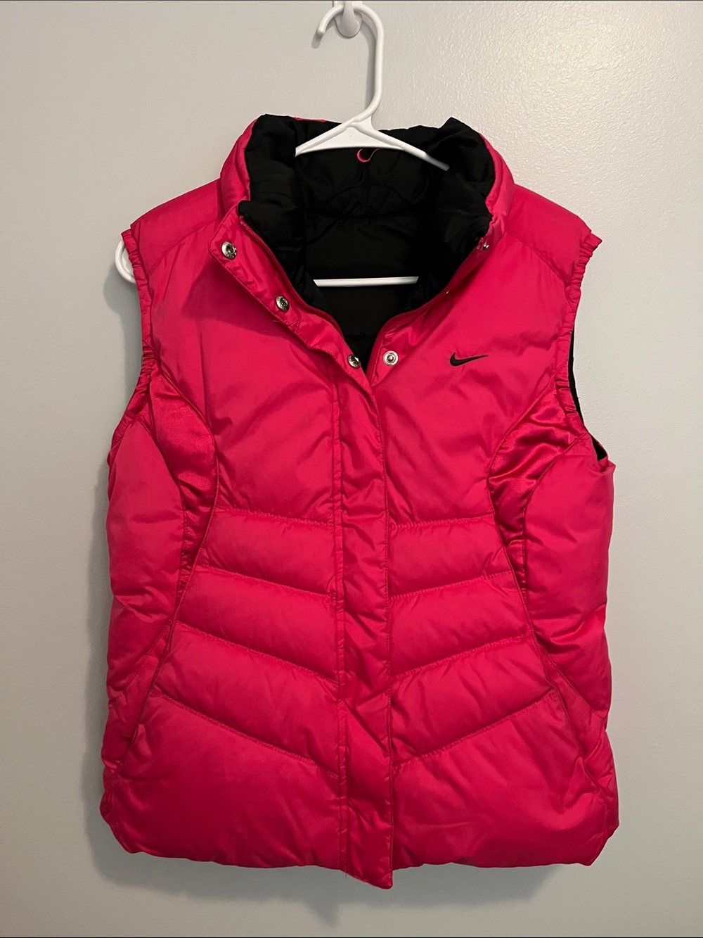 Nike Women’s Hot Pink Puffer Vest with Black Lining